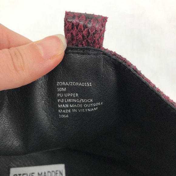 Steve Madden NWOT Zora Maroon snakeskin heeled western ankle boots size 10 - Picture 10 of 14